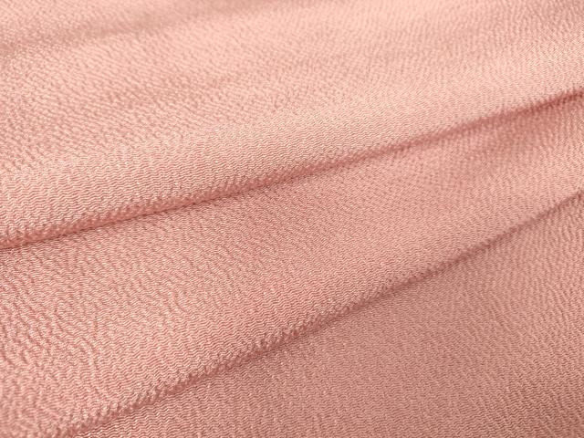 平和屋着物●上質な色無地　珊瑚色　鬼しぼ縮緬　正絹　逸品　未使用　DABC3032az