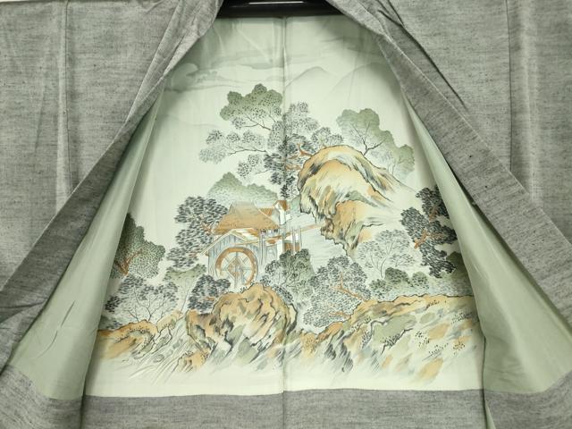 平和屋着物○男性 紬 アンサンブル 霞文 正絹 逸品 DABC3040az