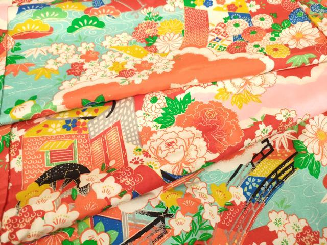 平和屋着物●アンティーク　大正ロマン　長襦袢　袷　御所車吉祥花文　正絹　逸品　DABC3052az_6