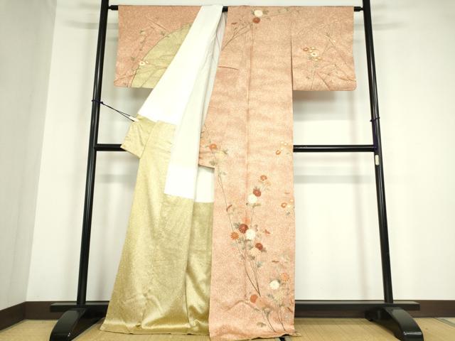 平和屋着物●訪問着　作家物　刺繍　枝花文　金彩　正絹　逸品　DABC3073az 平和屋着物○訪問着 作家物 刺繍 枝花文 金彩 正絹 逸品 DABC3073azの