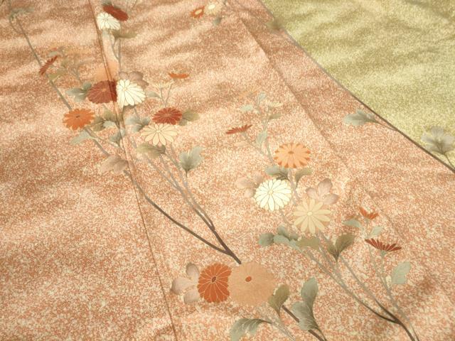 平和屋着物●訪問着　作家物　枝花文　黒地　正絹　逸品　DABC3673az 平和屋着物○訪問着 作家物 刺繍 枝花文 金彩 正絹 逸品 DABC3073azの