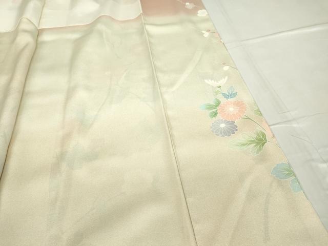 平和屋着物●訪問着　駒刺繍　市松舞蝶花文　暈し染め　金彩　正絹　逸品　DABC3425az 平和屋着物○訪問着 駒刺繍 市松舞蝶花文 暈し染め 金彩 正絹 逸品