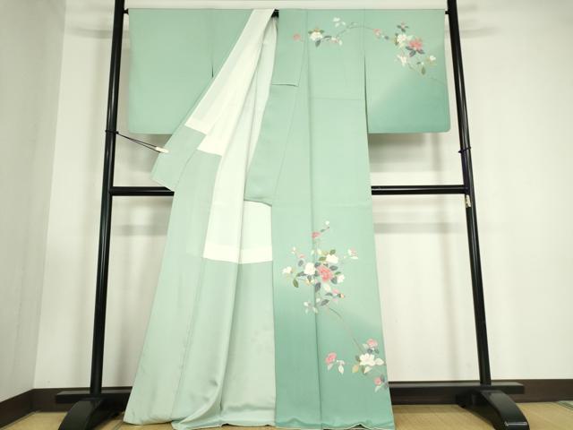 平和屋着物●訪問着　友禅　枝花文　暈し染め　正絹　逸品　DABC3426az_1