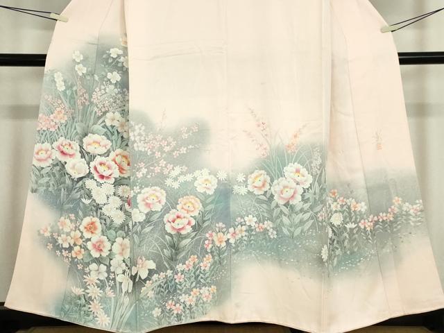 平和屋着物●訪問着　作家物　草花文　手描き　暈し染め　正絹　逸品　DABC3446az_3