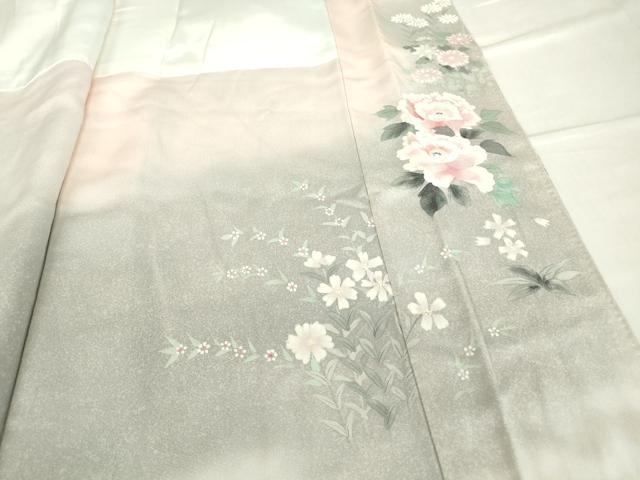 平和屋着物●訪問着　作家物　草花文　手描き　暈し染め　正絹　逸品　DABC3446az_8