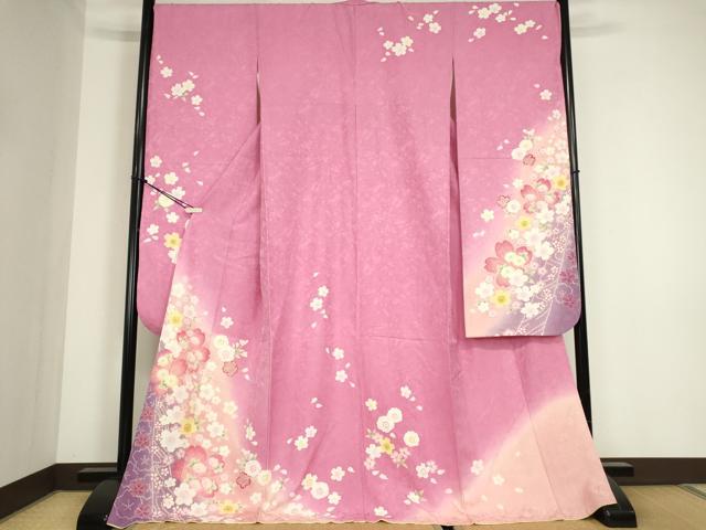 平和屋着物○豪華振袖 舞桜文 暈し染め 金彩 正絹 逸品 DABC3452az 