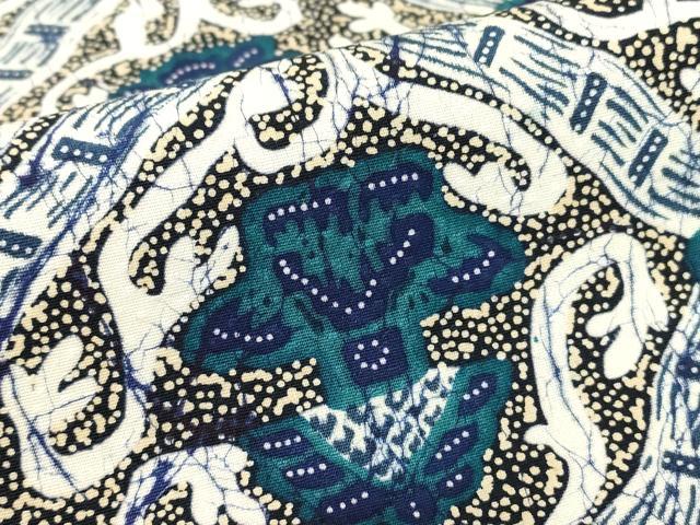 平和屋着物●上質な小紋　ろうけつ染め　格子花文　正絹　逸品　DABC3512az_5