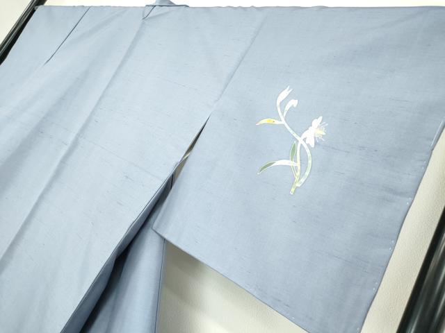 平和屋着物●京加賀友禅　百貫石峰　訪問着　白山紬　草花文　正絹　逸品　未使用　DABC3524az_2