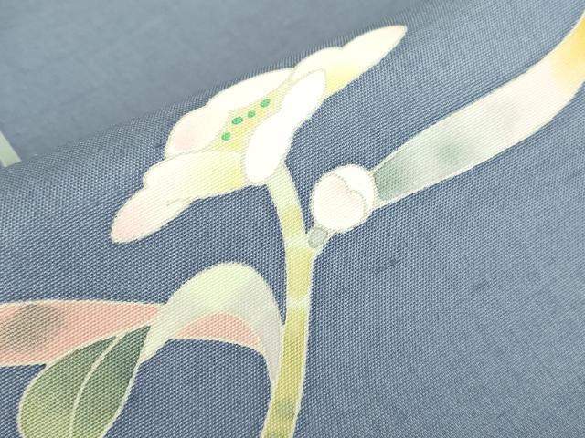 平和屋着物●京加賀友禅　百貫石峰　訪問着　白山紬　草花文　正絹　逸品　未使用　DABC3524az_6