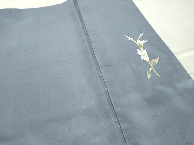 平和屋着物●京加賀友禅　百貫石峰　訪問着　白山紬　草花文　正絹　逸品　未使用　DABC3524az_8