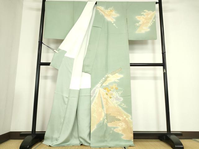 平和屋着物●創業460年・千總　訪問着　駒刺繍　霞花文　暈し染め　金彩　小田急百貨店扱い　正絹　逸品　DABC3537az
