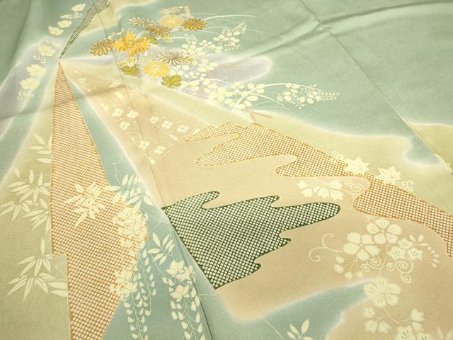 平和屋着物●創業460年・千總　訪問着　駒刺繍　霞花文　暈し染め　金彩　小田急百貨店扱い　正絹　逸品　DABC3537az