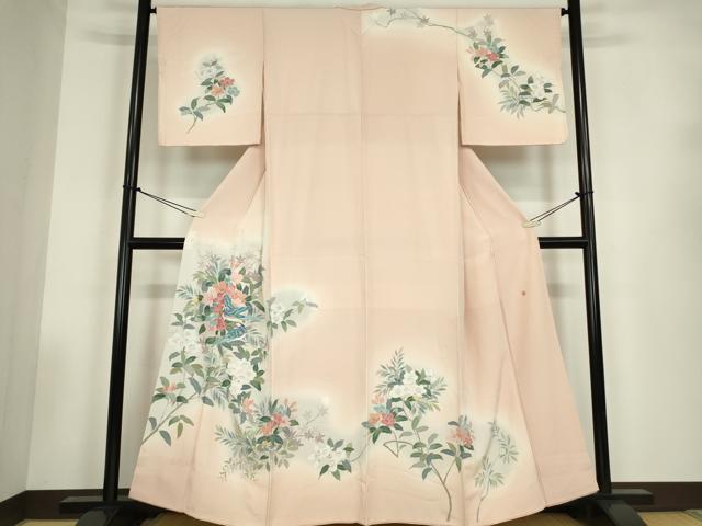 平和屋着物○訪問着 友禅 作家物 花鳥枝花文 暈し染め 正絹 逸品 
