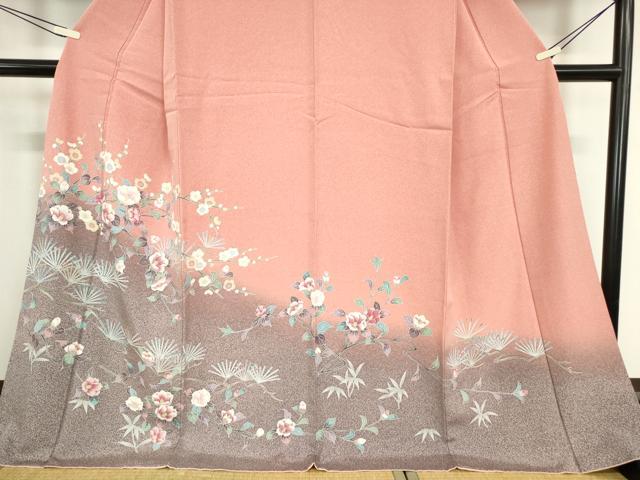 平和屋着物●訪問着　友禅　枝花文　暈し染め　正絹　逸品　DABC3639az_3