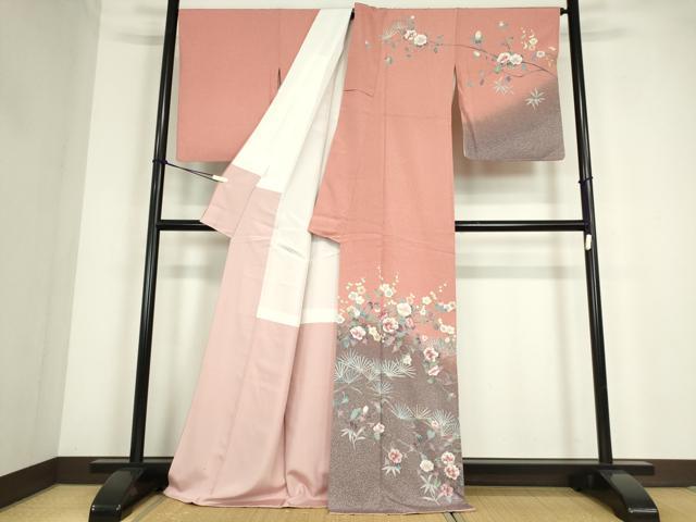 平和屋着物●訪問着　友禅　枝花文　暈し染め　正絹　逸品　DABC3639az_1