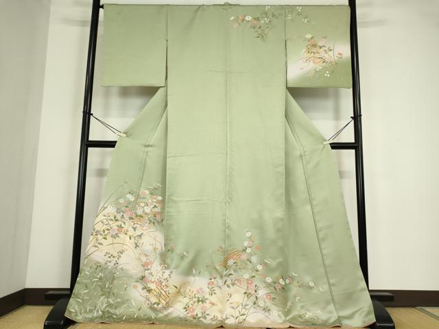 平和屋着物●訪問着　貝桶花文　暈し染め　金彩　正絹　逸品　DABC3654az 平和屋着物○訪問着 貝桶花文 暈し染め 金彩 正絹 逸品 DABC3654az