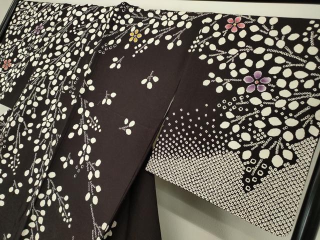 平和屋着物●訪問着　作家物　枝花文　黒地　正絹　逸品　DABC3673az_2