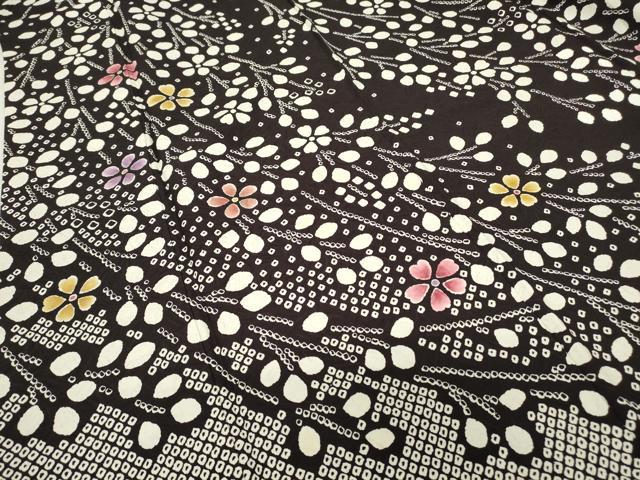 平和屋着物●訪問着　作家物　枝花文　黒地　正絹　逸品　DABC3673az_4