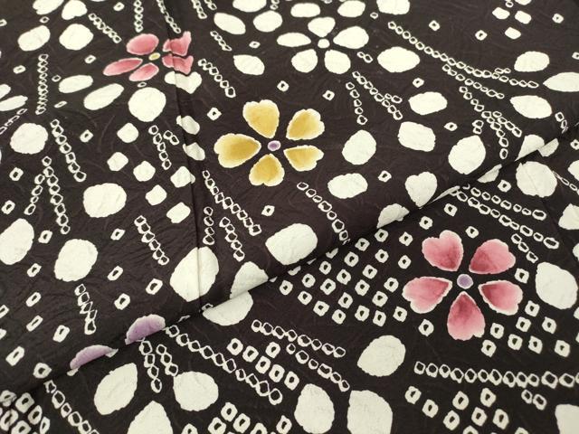 平和屋着物●訪問着　作家物　枝花文　黒地　正絹　逸品　DABC3673az_5