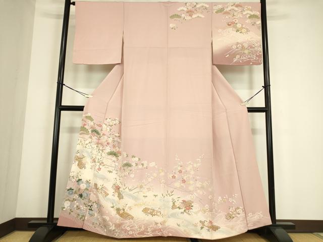 平和屋着物●訪問着　花筏文　暈し染め　金彩　正絹　逸品　DABC3807az