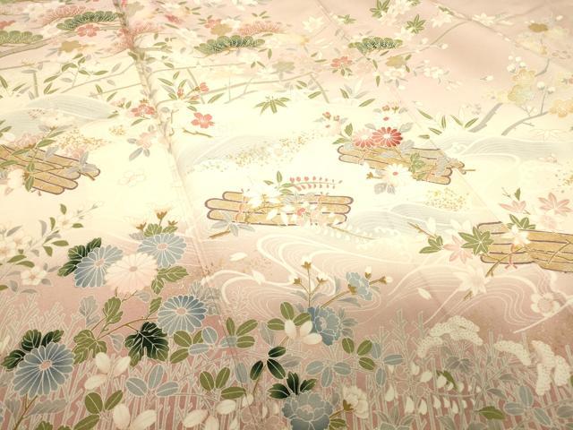 平和屋着物●訪問着　花筏文　暈し染め　金彩　正絹　逸品　DABC3807az_4