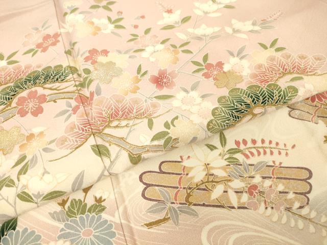 平和屋着物●訪問着　花筏文　暈し染め　金彩　正絹　逸品　DABC3807az_5