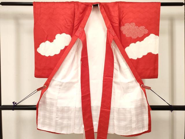 平和屋着物[]お宮参り　女の子　祝着　産着　初着　のしめ　駒刺繍　絞り　糸車花文　逸品　DABC5018ma_1