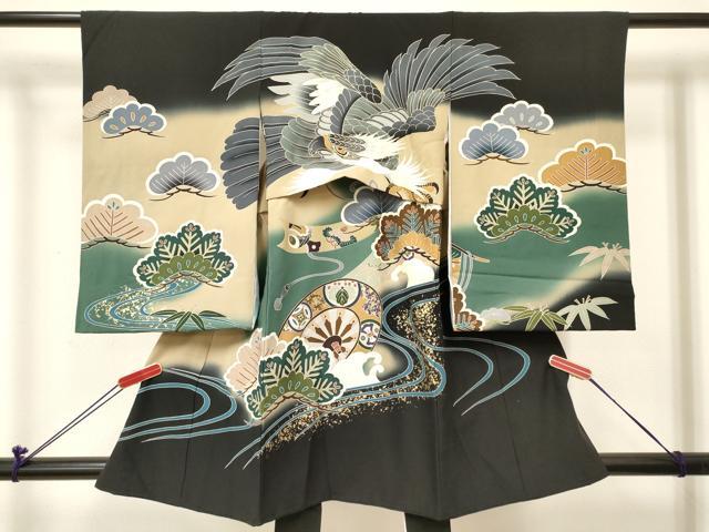 平和屋着物[]お宮参り 祝着 産着 初着 男の子 のしめ 鷹 刺繍