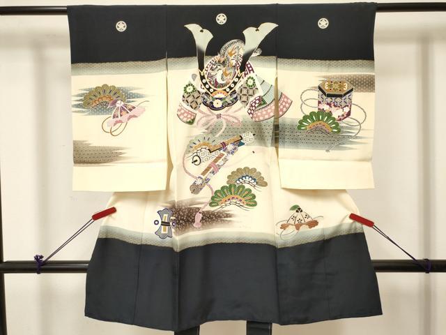 平和屋着物[]お宮参り　男の子　祝着　産着　初着　のしめ　龍　兜　貝桶絵巻梅松文　金銀彩　逸品　DABC5069ma 10,140円