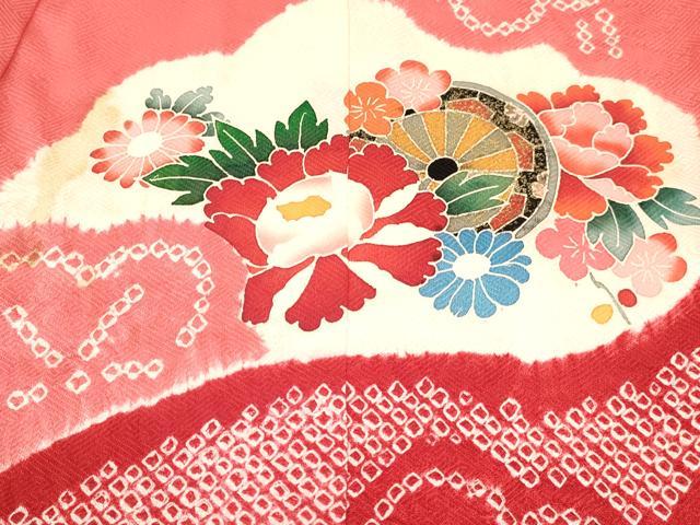 平和屋着物[]七五三　女の子　３歳　祝着　三つ身　長襦袢(袷)セット　絞り　花車文　金彩　箱付き　逸品　DABC5103ma_3
