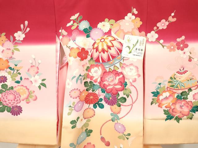平和屋着物[]お宮参り　女の子　祝着　産着　初着　のしめ　鞠花文　暈し染め　箱付き　逸品　未使用　DABC5107ma_2