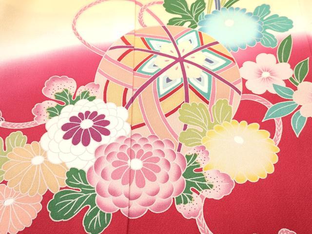 平和屋着物[]お宮参り　女の子　祝着　産着　初着　のしめ　鞠花文　暈し染め　箱付き　逸品　未使用　DABC5107ma_4