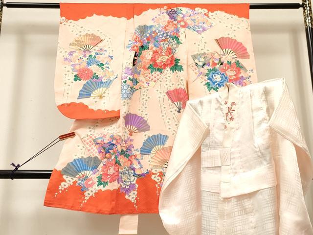 平和屋着物[]七五三 女の子 ３歳 祝着 三つ身 長襦袢(袷・半衿刺繍