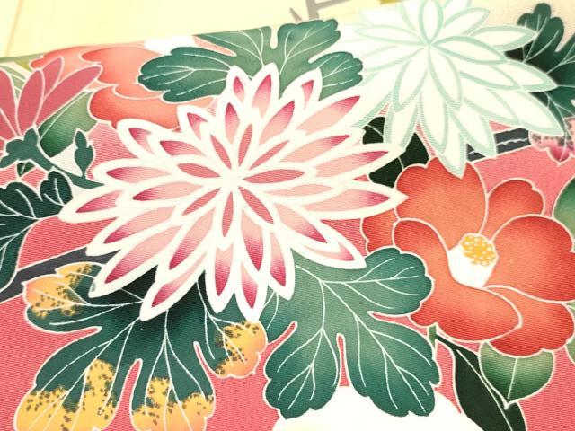 平和屋着物[]七五三　女の子　７歳　祝着　四つ身　長襦袢(無双仕立て)セット　友禅　作家物　牡丹花文　暈し染め　逸品　DABC5149ma_5