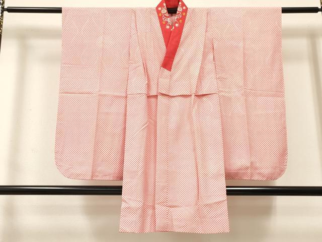 平和屋着物[]女の子　子供　長襦袢　無双仕立て　鹿の子文様　半衿刺繍　洗える着物　DABC5315ma