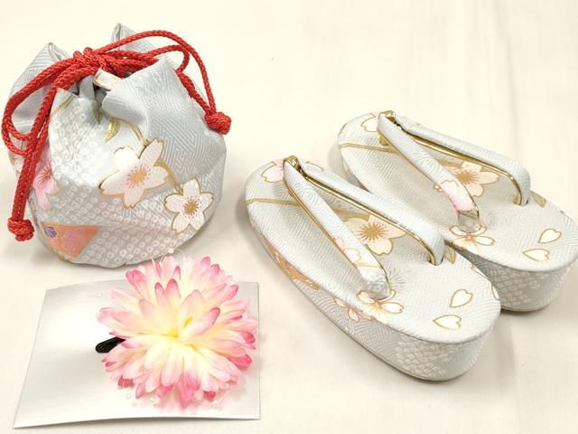 平和屋着物[]七五三　女の子　３歳　祝着　三つ身　長襦袢(単衣)・被布・草履・小物セット　鈴花文　金彩　箱付き　DABC5316ma_7