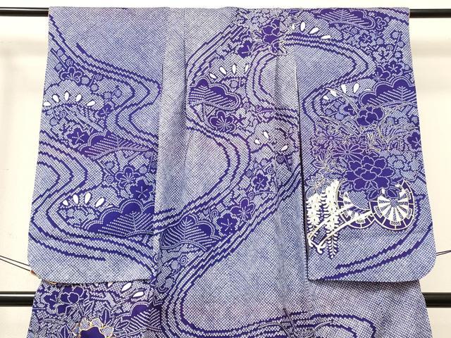 平和屋着物[]七五三　女の子　７歳　祝着　四つ身　駒刺繍　花車文　金彩　DABC5450ma_2