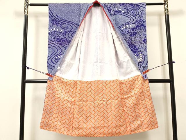 平和屋着物[]七五三　女の子　７歳　祝着　四つ身　駒刺繍　花車文　金彩　DABC5450ma_1
