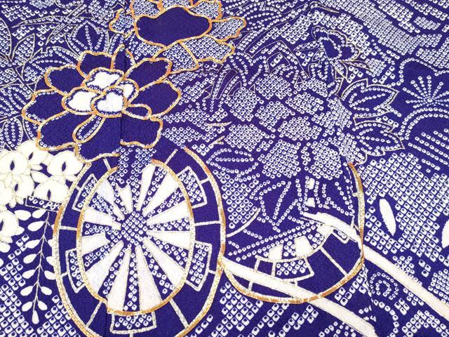 平和屋着物[]七五三　女の子　７歳　祝着　四つ身　駒刺繍　花車文　金彩　DABC5450ma_3