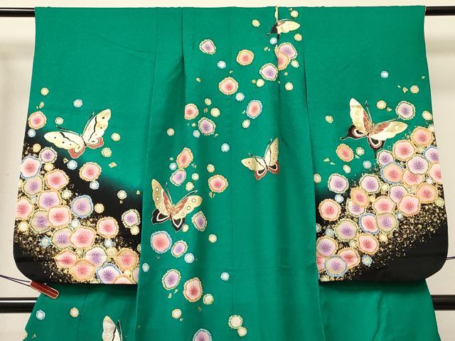 平和屋着物[]七五三　女の子　７歳　祝着　四つ身　絞り　辻が花　舞蝶文　暈し染め　金銀彩　逸品　DABC5452ma_2