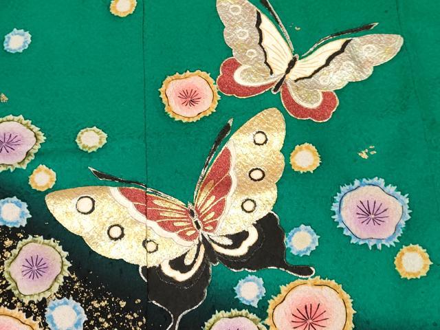 平和屋着物[]七五三　女の子　７歳　祝着　四つ身　絞り　辻が花　舞蝶文　暈し染め　金銀彩　逸品　DABC5452ma_3