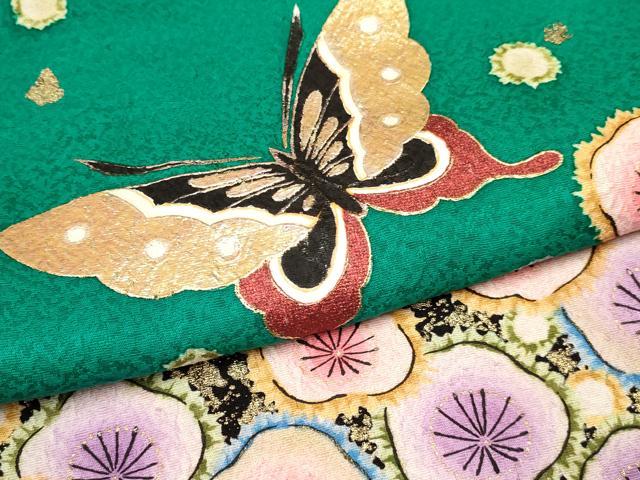 平和屋着物[]七五三　女の子　７歳　祝着　四つ身　絞り　辻が花　舞蝶文　暈し染め　金銀彩　逸品　DABC5452ma_4