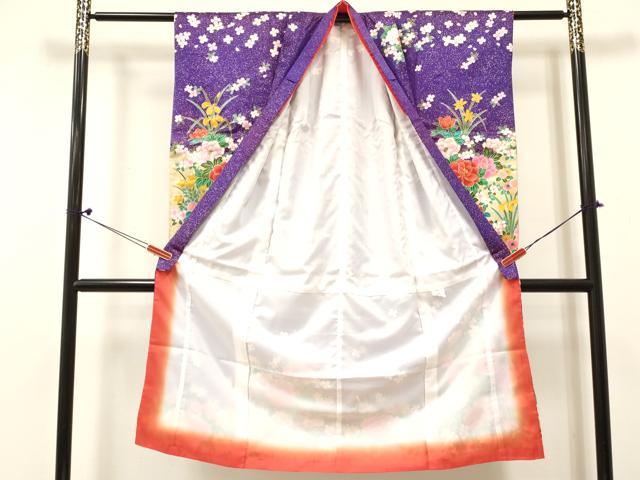 平和屋着物[]七五三　女の子　７歳　祝着　四つ身　牡丹花文　金銀彩　逸品　DABC5459ma_1