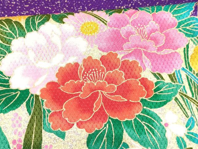 平和屋着物[]七五三　女の子　７歳　祝着　四つ身　牡丹花文　金銀彩　逸品　DABC5459ma_4