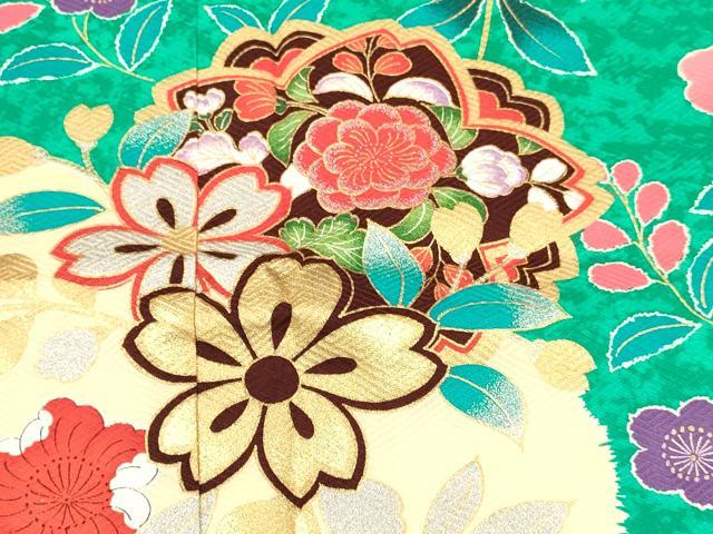 平和屋着物[]七五三　女の子　７歳　祝着　四つ身　草花文　金銀彩　逸品　DABC5475ma_3