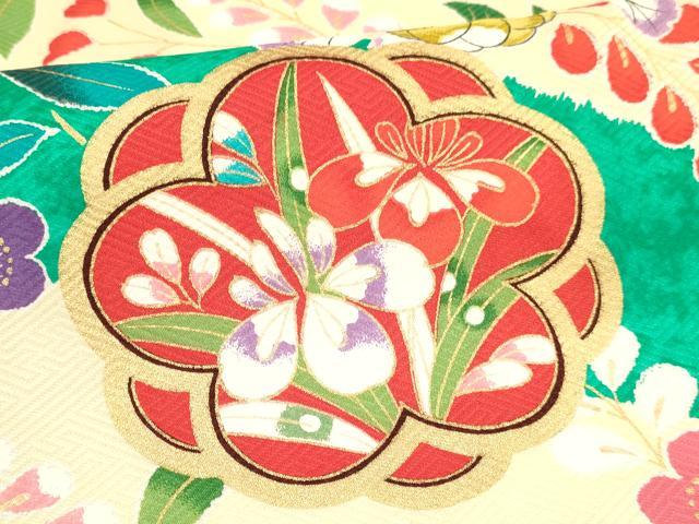 平和屋着物[]七五三　女の子　７歳　祝着　四つ身　草花文　金銀彩　逸品　DABC5475ma_4