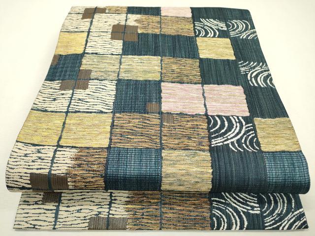 平和屋着物●西陣　六通柄袋帯　瓦　金糸　正絹　逸品　DABC6427fe