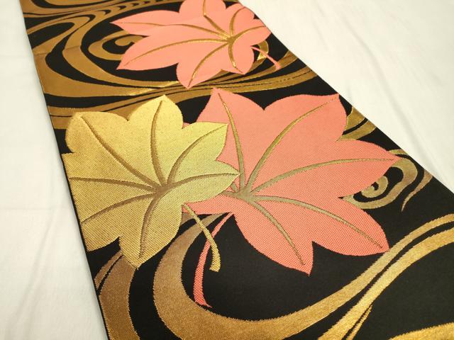 平和屋着物○六通柄袋帯 唐織 花蝶丸文 金糸 正絹 逸品 CABB9228hy 