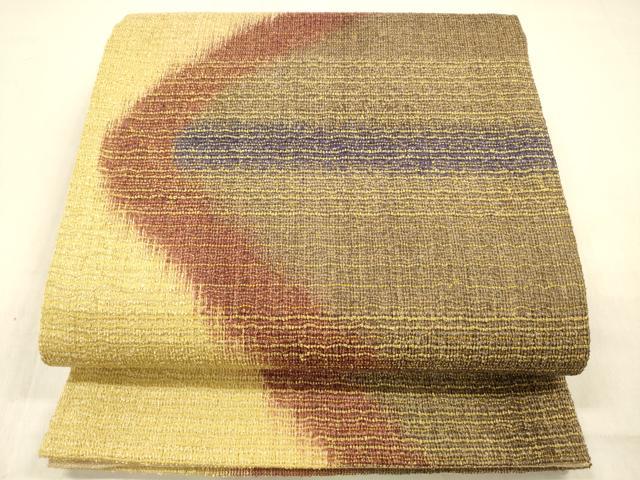 平和屋着物▽六通柄袋帯　スリーシーズン　春夏秋　抽象文様　正絹　逸品　DABC8011cm