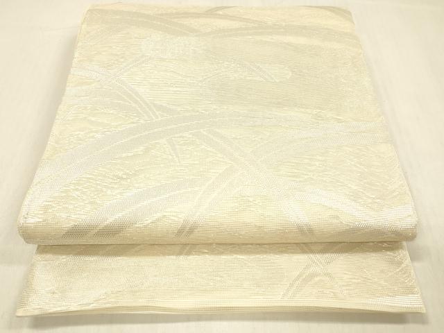 平和屋着物＊夏物　六通柄袋帯　草葉文　銀糸　正絹　逸品　DABC8083cm